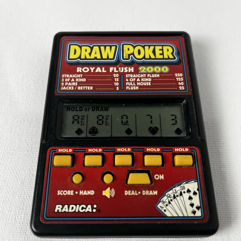 Vintage RADICA Draw Poker Royal Flush 2000 Handheld Electronic‎ Game Working